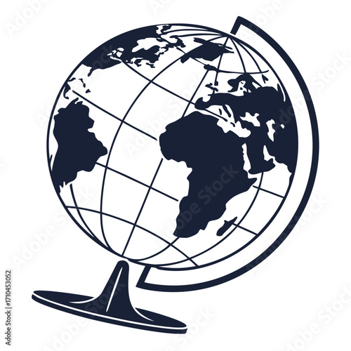 Illustration of a globe, symbolizing geography, travel, and global connectivity with a minimalist design and clean lines, perfect for educational or travelrelated content
