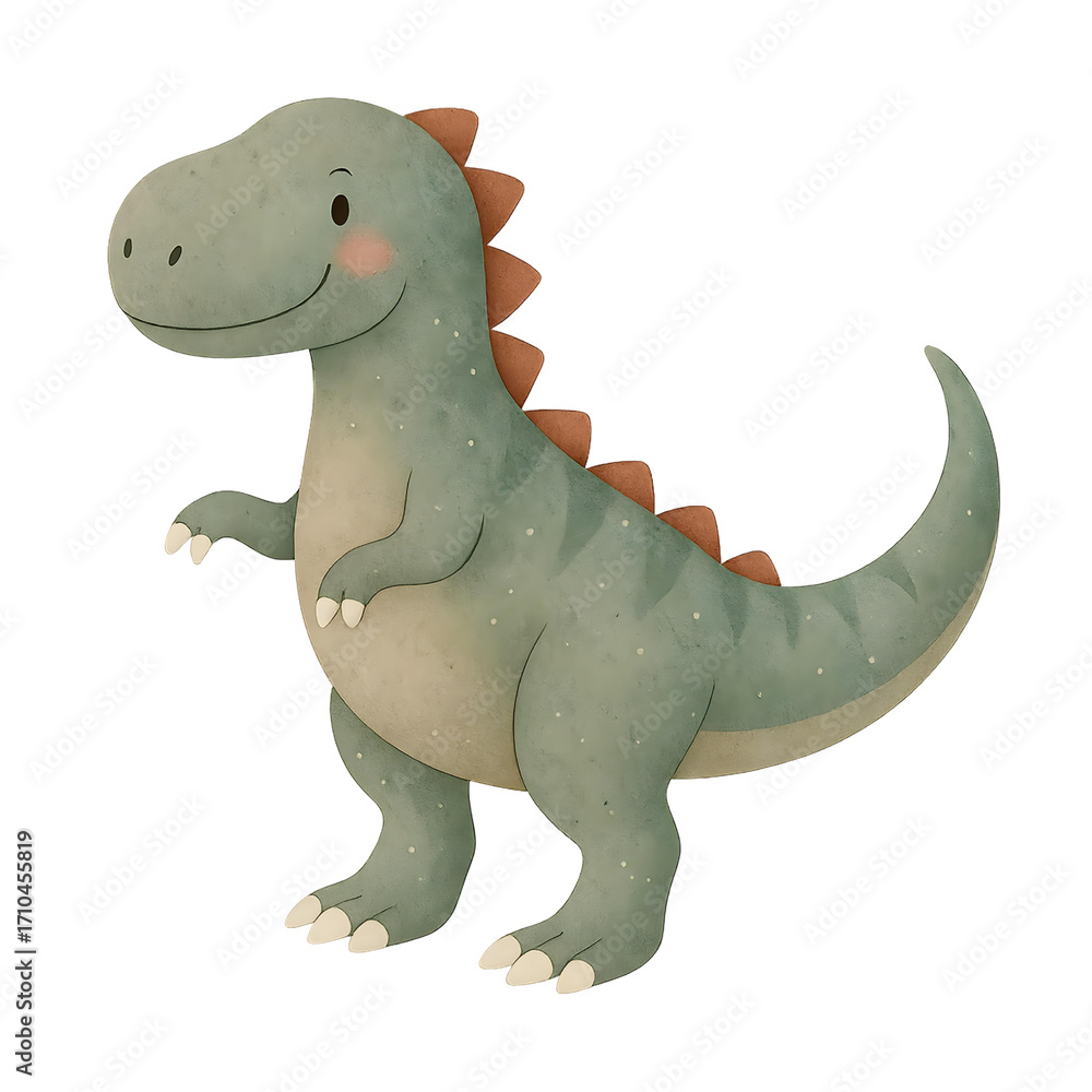 Naklejka premium Cute watercolor dinosaur cartoon illustration isolated on white background