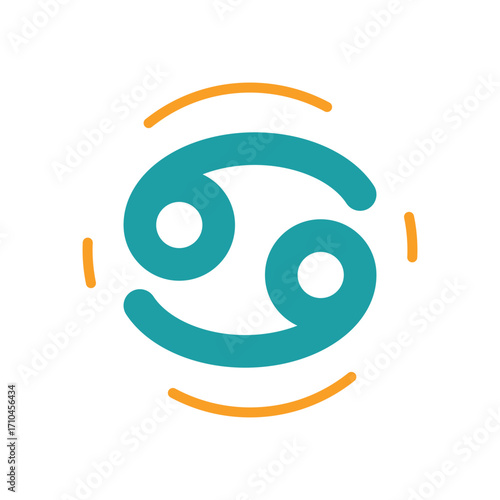 Cancer zodiac icon in color for horoscope, zodiac, and astrology applications.