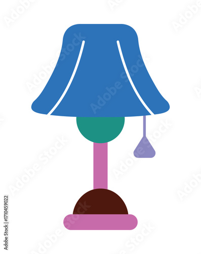 Modern and colorful table lamp illustration. Stylized graphic for interior design or household furniture concepts.