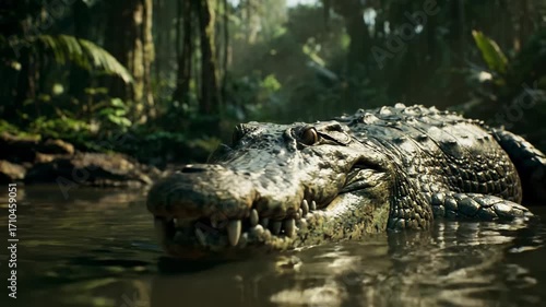 Crocodile in a jungle waterway