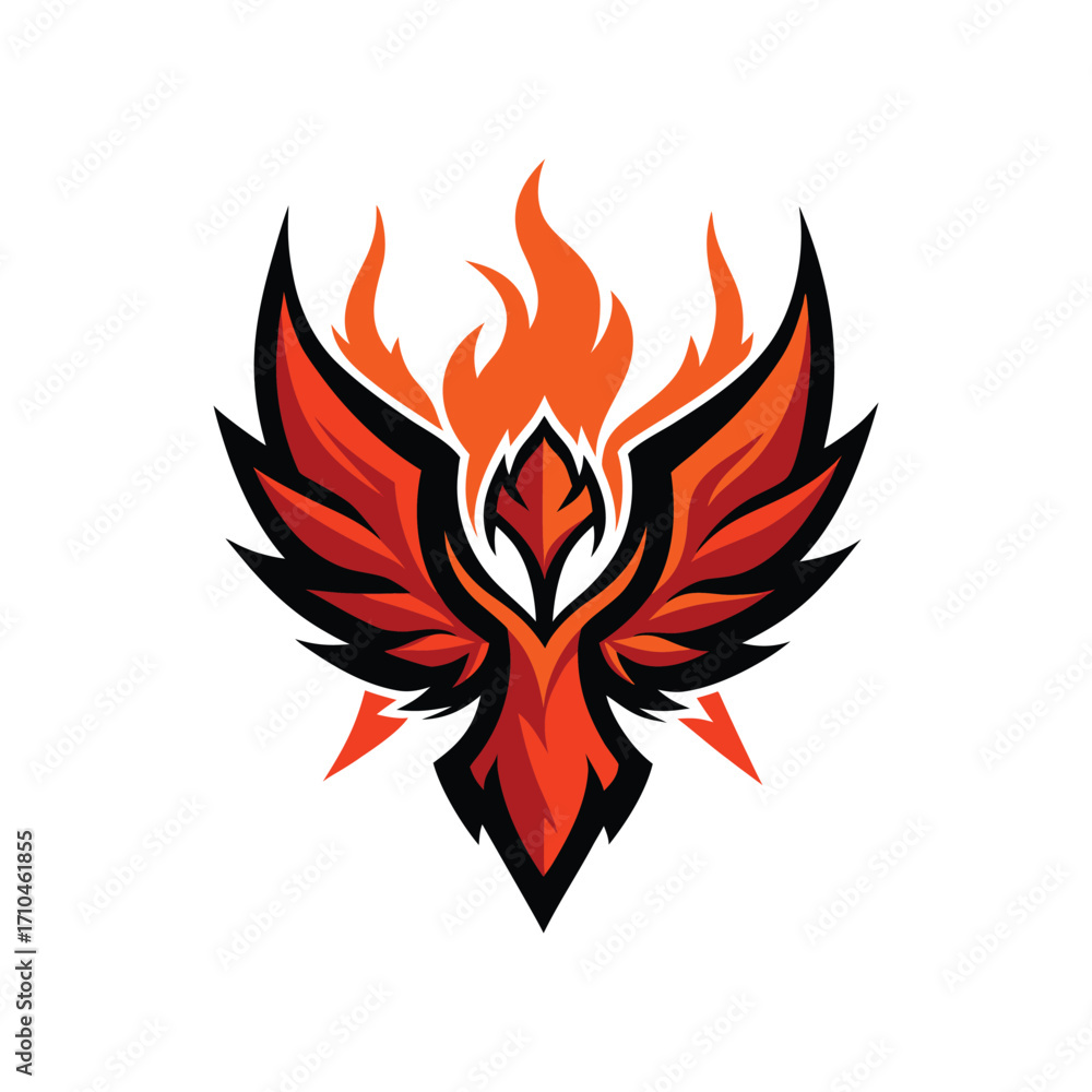 Fototapeta premium abstract phoenix in flames logo design.