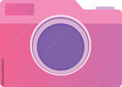 Minimalist Pink Camera Icon – Flat Design Vector Illustration