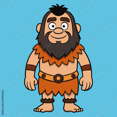 Cartoon caveman character vector illustration for prehistoric era themed designs and educational resources