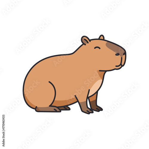 charming capybara sits serenely its peaceful expression brings warmth suitable for animal themed designs websites