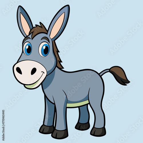 Cartoon donkey illustration vector art for kids learning and farm animal themed educational resources design
