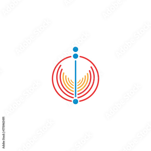 data connection network within red circle showing digital communication for tech industry internet innovation