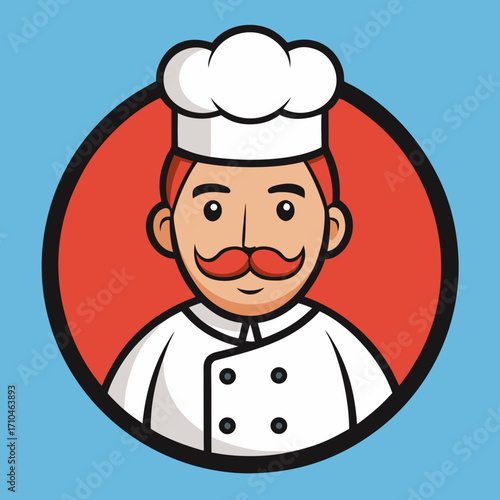 Chef cartoon avatar vector illustration for restaurant menu and culinary website profile and branding design
