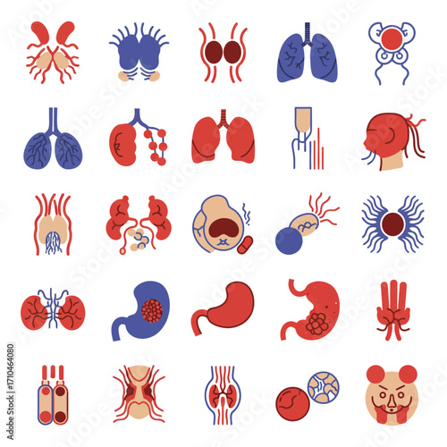 human organs disease icons concept showing internal anatomical system disorders health issues and sickness diagnostic