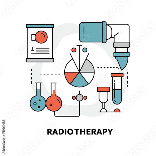 radiotherapy illustration showing cancer treatment equipment a medical procedure for cancer and a health concept.