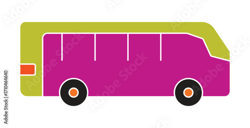 Modern flat design icon of a colorful bus or van. A simple illustration for public transportation or travel concepts.