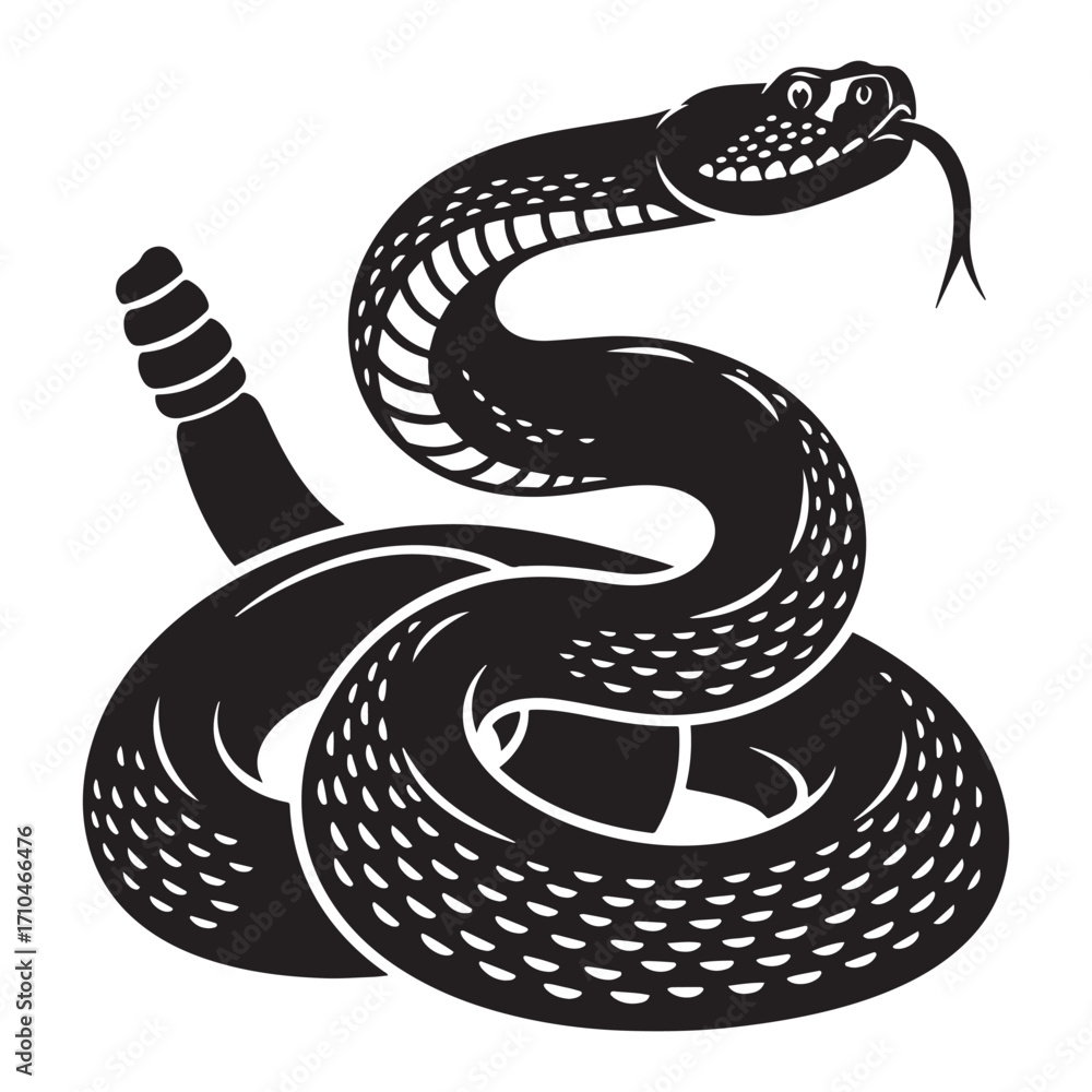 Fototapeta premium Rattlesnake Silhouette Coiled and Ready to Strike