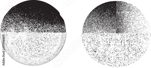 Sprayed black half circle form .Graffiti art design . Noise dispersion circle . Spray effect .Grunge texture . Distressed element .vector
