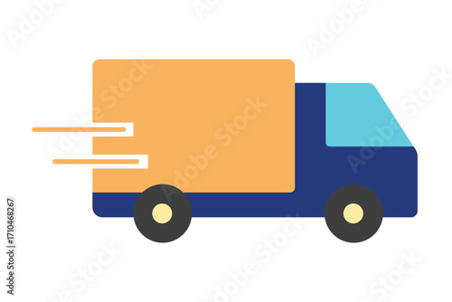 Modern symbol of a shipping van for e-commerce and fast transport. Colorful logistics vehicle graphic.