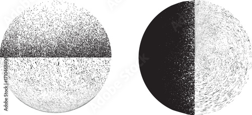 Sprayed black half circle form .Graffiti art design . Noise dispersion circle . Spray effect .Grunge texture . Distressed element .vector
