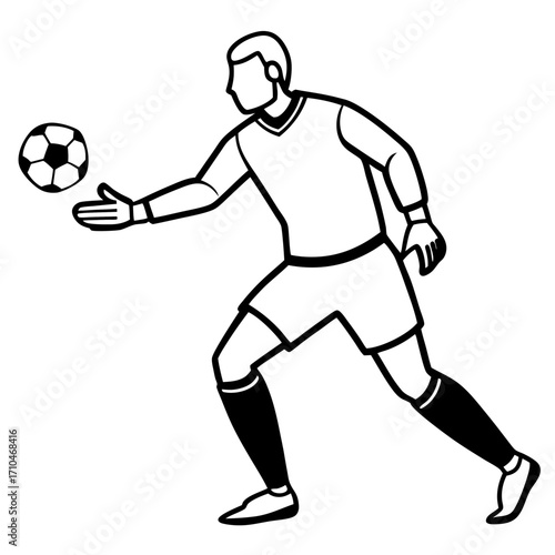 Goalkeeper Hand on Ball line art vector