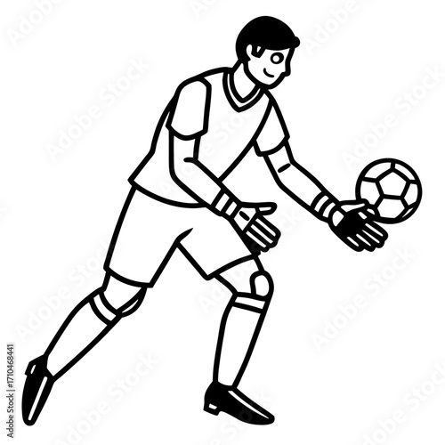 Goalkeeper Hand on Ball line art vector