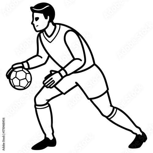 Goalkeeper Hand on Ball line art vector