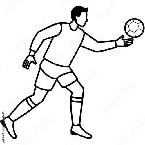 Goalkeeper Hand on Ball line art vector