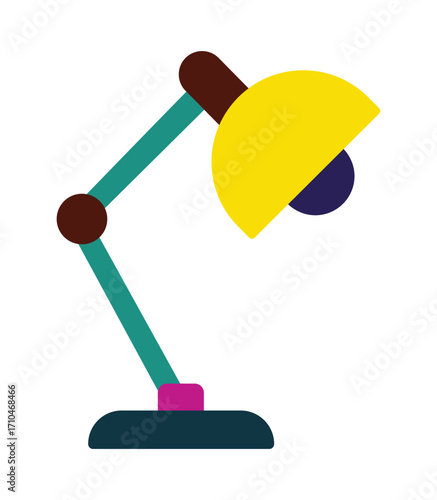 Modern flat design icon of an adjustable desk lamp. Colorful illustration for office or study.