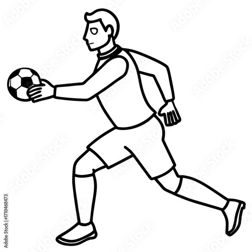 Goalkeeper Hand on Ball line art vector