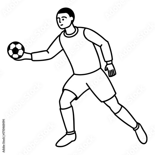 Goalkeeper Hand on Ball line art vector