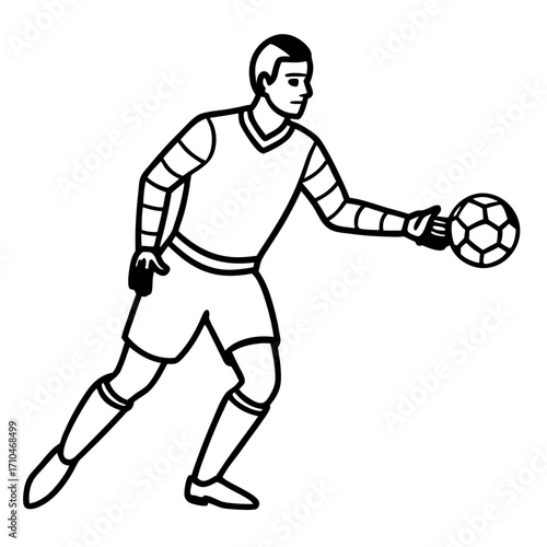 Goalkeeper Hand on Ball line art vector
