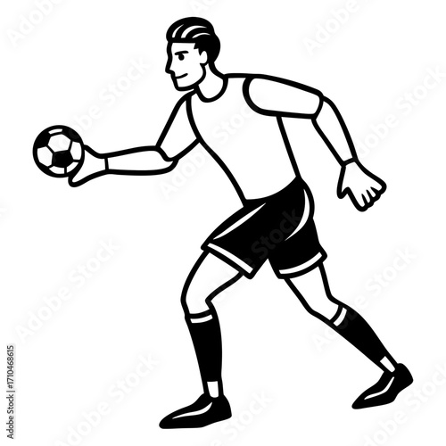 Goalkeeper Hand on Ball line art vector
