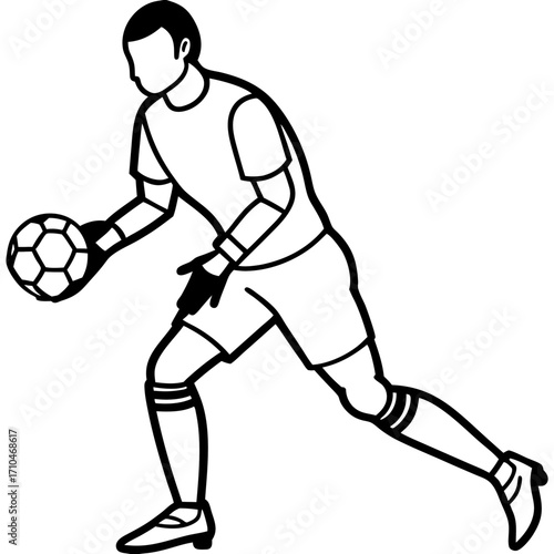 Goalkeeper Hand on Ball line art vector