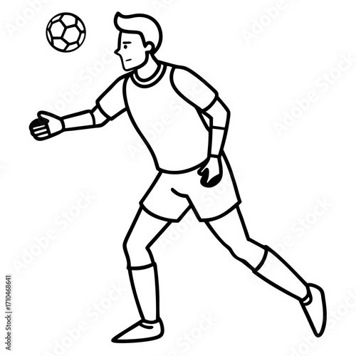 Goalkeeper Hand on Ball line art vector