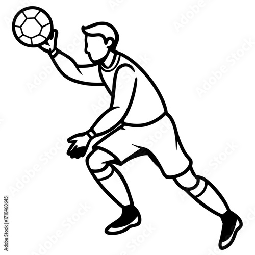 Goalkeeper Hand on Ball line art vector