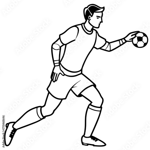 Goalkeeper Hand on Ball line art vector