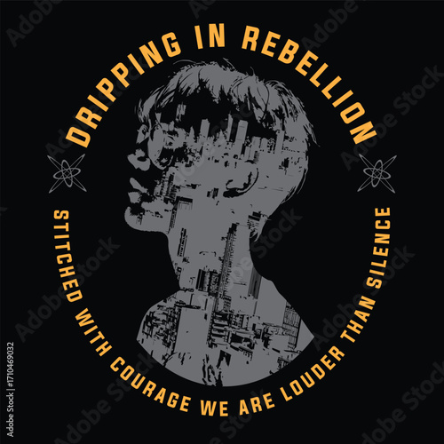Urban streetwear graphic t shirt design bold edgy typography for apparel
