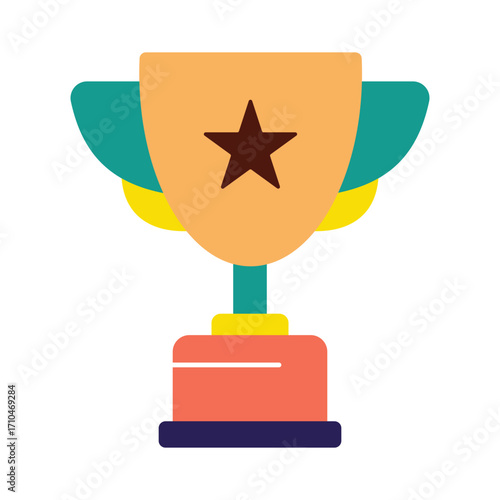 Modern award trophy for a winner. Simple flat illustration of a first place prize for a championship.
