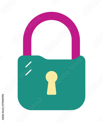 Simple lock illustration for privacy and cybersecurity concepts. Colorful flat graphic of a closed padlock.