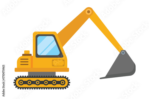 Excavator flat vector illustration on a white background