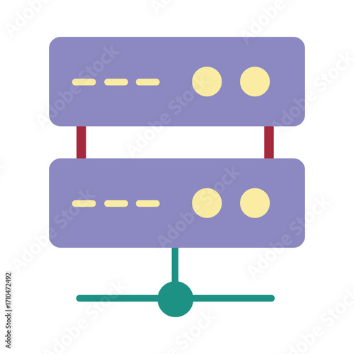 Modern flat design icon of a server rack. A colorful symbol for data hosting, web servers, and IT infrastructure.
