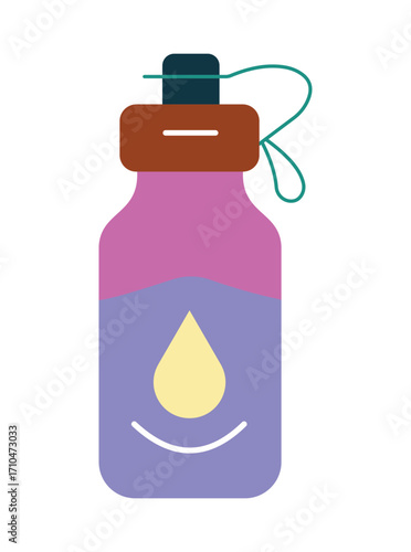 Colorful reusable water bottle icon for sports and fitness. Flat design graphic for hydration concepts.