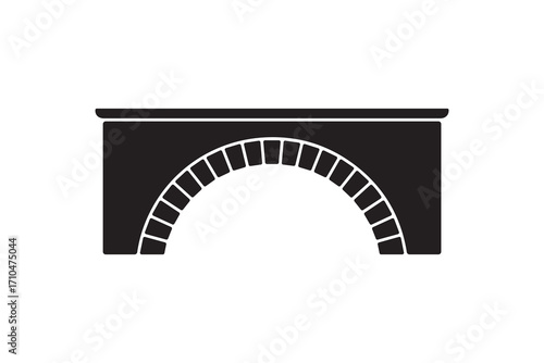 Stone Arch Bridge Silhouette Vector Minimalist Black Bridge Icon Graphic