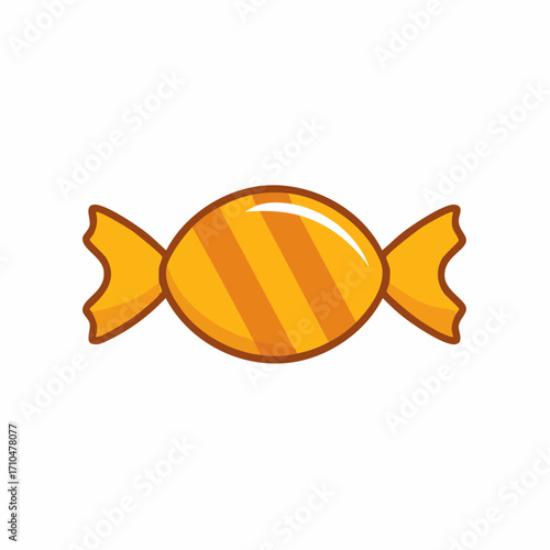 Yellow Wrapped Candy Illustration Striped Sweet Treat Confectionery