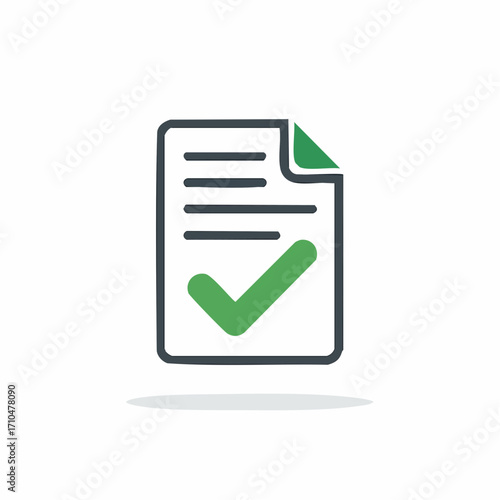 Icon of completed document with check mark indicating approval and acceptance