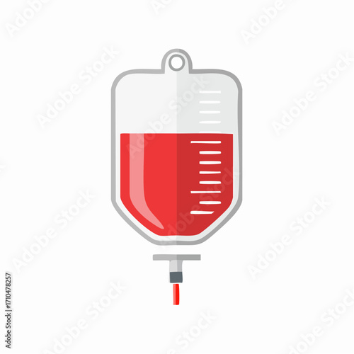 Illustration of a blood transfusion bag with red liquid medical concept