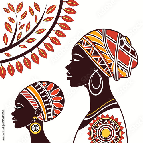 Two african women with traditional headdress