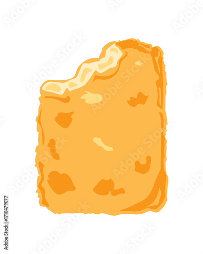 齧ったハッシュドポテトのイラスト