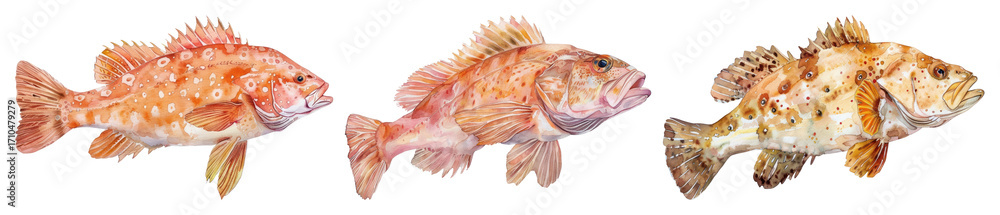 Fototapeta premium Colorful watercolor fish illustration