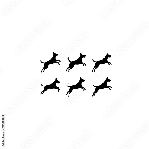 Set of black vector Silhouette illustration of dog 