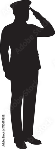 Silhouette of Man Saluting