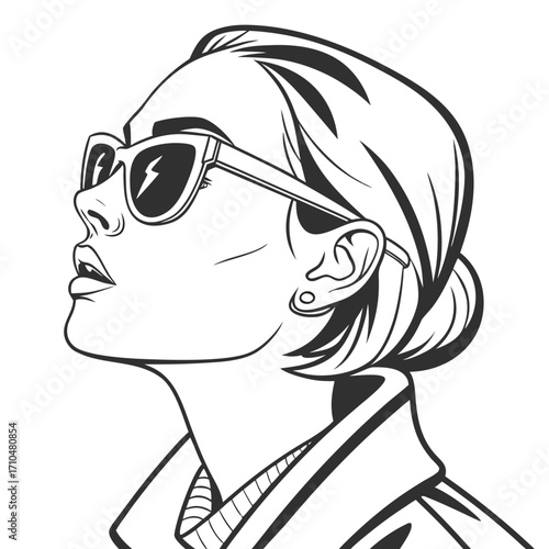 Fashionable woman with sunglasses looking up