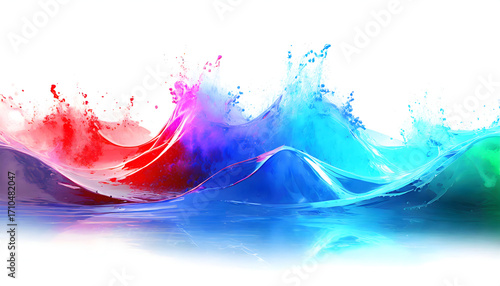 3D Abstract realistic illustration of neon light featuring blue and red soft rainbow color.