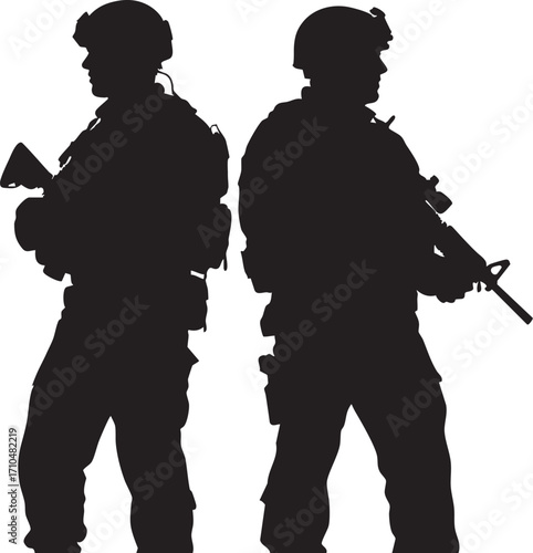 Silhouette of two soldiers